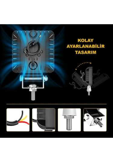 Off Road Çakarlı Drl Gündüz Led Kare Çalışma Lambası Ve Sis Farı