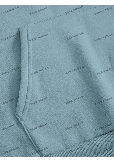 Y2k Trend Sezon Unisex Retro Sweatshırt Kapşonlu Kod 1719 Trz1630 Mavi