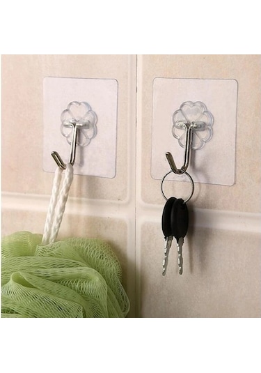 Periboia Kendınden Yapışkanlı Şeffaf Askı 5 Li Set Şeffaf