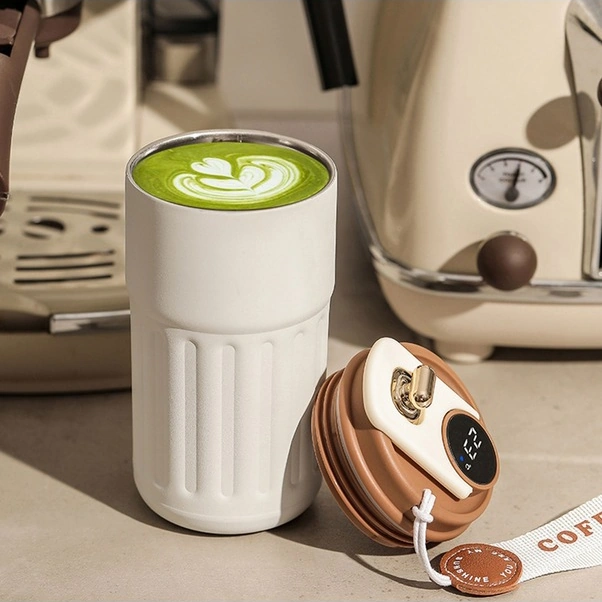 Fortunelane Akıllı Termosu 450ml Paslanmaz Çelik, Ofis Ve Dış Mekan Kullanımı İçin Kahverengi Kahverengi