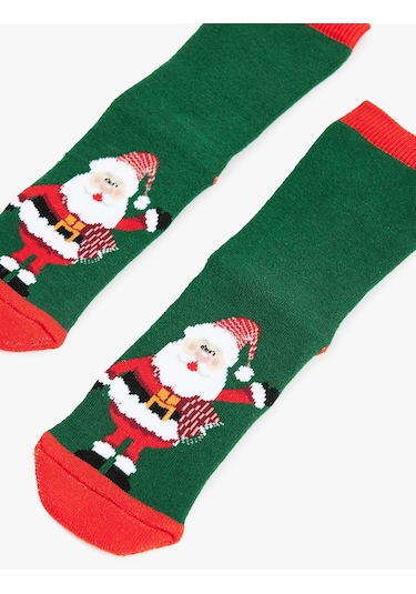 Koton Pamuklu Noel Baba Baskılı Yılbaşı Çorap Yeşil 6wkb80007aa Yeşil