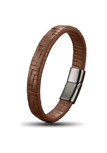 Moncuk Design Kahve Deri Örgü Ve Çelik Bileklik 33513b9d3 Çok Renkli