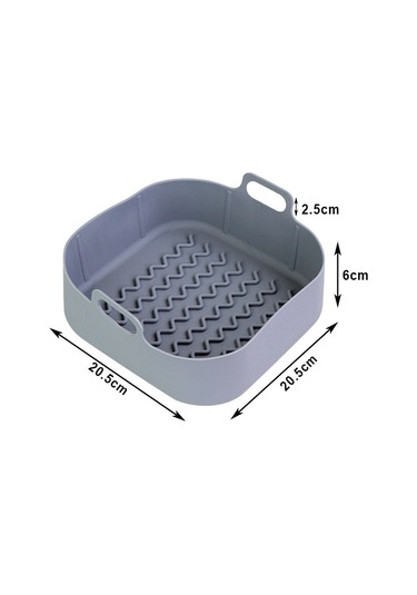 Symbee Hava Fritözü Silikon Izgara Tabağı - Çok Fonksiyonlu Gri Dalgalı Kare Yemek Pişirme Matı Çok Renkli
