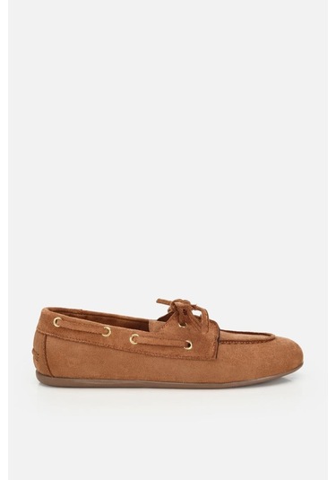 Yaya Kadın Taba Süet Bağcık Detaylı Loafer