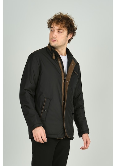 Daynax Erkek Dik Yaka Fermuarlı Ve Çıtçıt Kapamalı Cep Detaylı Mont Kaban 4520 Siyah Siyah