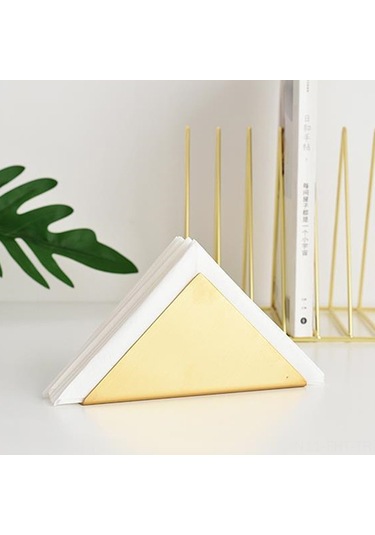 Hangfox Altın Renkli Triangular Paslanmaz Çelik Servis Peçete Tutucu - Otel Restoran Ev Dekoratif Sabit Konumlu Masa Üstü Peçete Tutucu