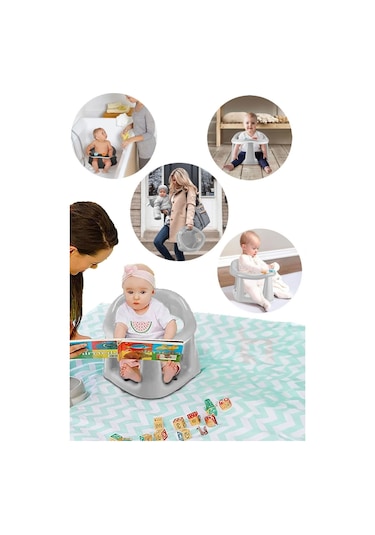 Bebek Banyo Oturağı - Vakum Tabanlı Bebek Mama Oturağı Gri