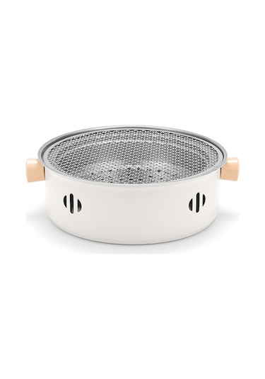 Kamp Barbekü Soba Taşınabilir Kömür Barbekü Izgara Paslanmaz Çelik Bölünmüş Izgara Açık Kamp Piknik Seyahat İçin Beyaz