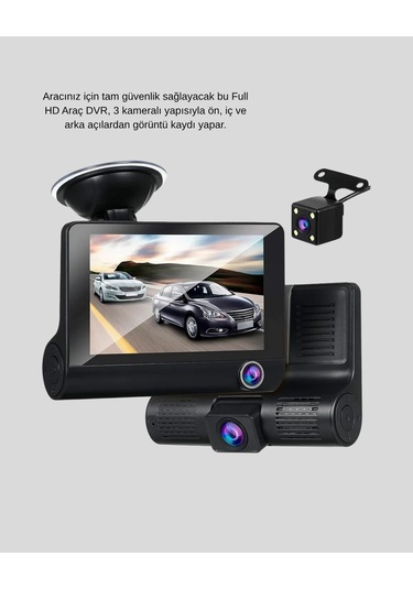 Araç Kamerası 3 Lü Full Hd Dvr 1080p Gece Görüşlü Ve G-sensörlü