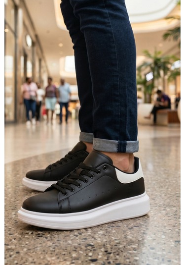 In Step Urban Comfort Serisi: Siyah Deri Erkek Minimalist Sneakers