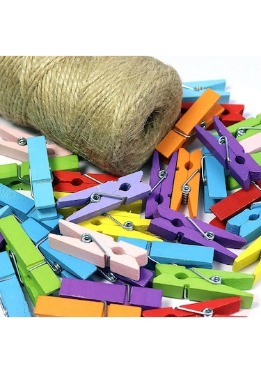 Dekoratif Ahşap Süs Mandalı, 3 Cm X 25 Adet - Çok Renkli 1+