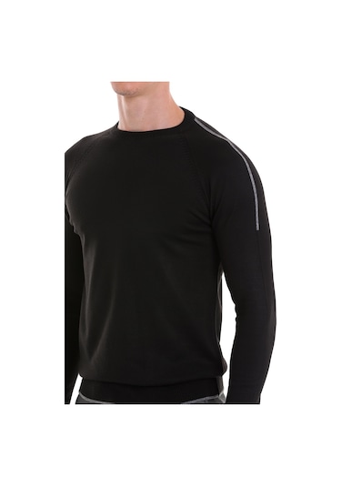 Hatemoğlu Siyah Regular Fit Jakarlı Bisiklet Yaka Yünlü Triko Kazak Siyah