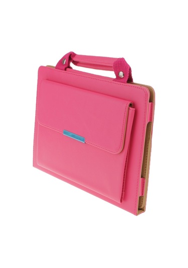 Suntek Çanta Pu Deri Manyetik Akıllı Stand Kılıf Kapak Pembe