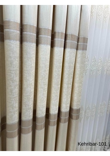Nivemeshome Kehribar Ft614162 Krem V-101 1/3 Sık Pileli Fon Perde Apm Krem