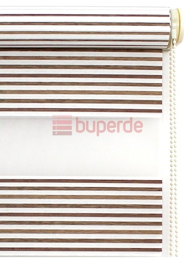 Buperde Kahverengi Beyaz Renkli Pilise Pliseli Zebra Stor Perde