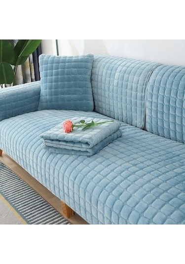 Willowhaven Genel Lacivert Yumuşak Peluş Kanepe Yastığı Havlu 45-210cm Kılıfı Lacivert