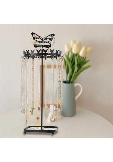 Homyl Takı Organizatör Ekran Metal Tutucu Kolye Küpe Bileklik Siyah