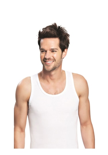 Tutku Pamuklu Penye Klasik Askılı Erkek Atlet 6'lı - Beyaz