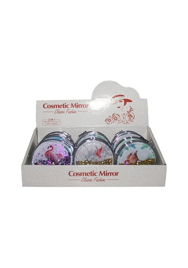 Cosmetic Mirror Flamingo Temalı Taşsız Cep Makyaj El Aynası