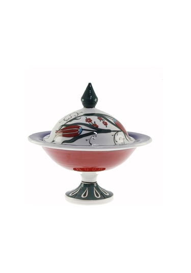 Otantik Çini İznik Lale Bahçesi Dekorlu Şekerlik 21x30 CM