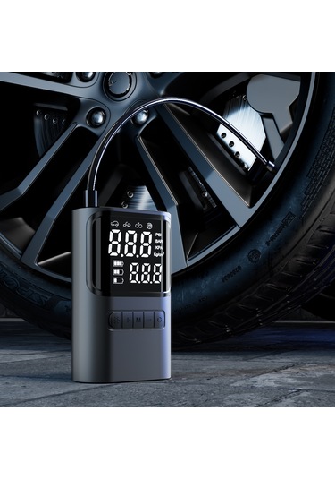 Reedark Siyah Akıllı Araç Zihniyet Pompası: Li-pil Dahili, Baskı Öngörü, Otomatik Durdurma, Led Işık, 4 Farklı Uç, 150psı Maksimum