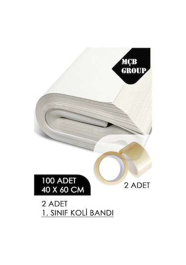 40x60cm Tabak Bardak Sarma Taşıma Taşınma Paketleme Kağıdı 100 Adet + 2 Adet Koli Bandı