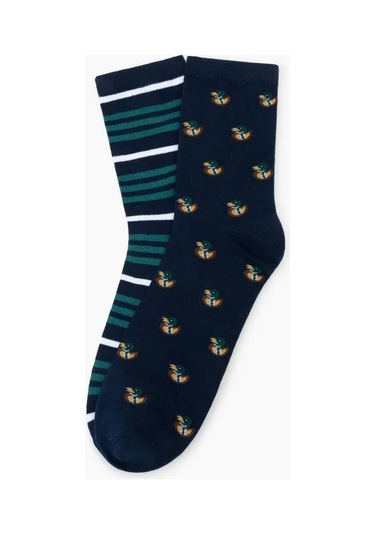 Gloria Jeans 2 Çift Baskılı Lacivert Çoraplar 411692023 Mavi