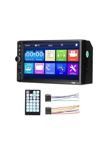 Direksiyon Kontrollü Çift Din Araba Mp5 Çalar - Bluetooth Fm Radyo, Tf/usb/aux Bağlantı, Geri Vites Kamerası Ve