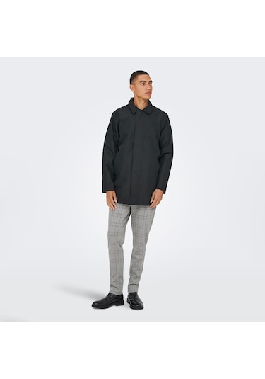 Only&sons Hall Coat Erkek Siyah Klasik Yaka Kaban Siyah
