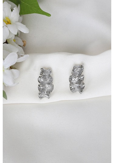 Mrs Flower Çelik Küpe Gümüş - Beyaz