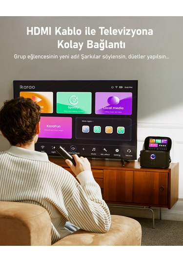 Ikarao Partybox Shell S2 140w Karaoke Bluetooth Hoparlör Seti, 8" Dahili Tablet, 2 Kablosuz Mikrofon