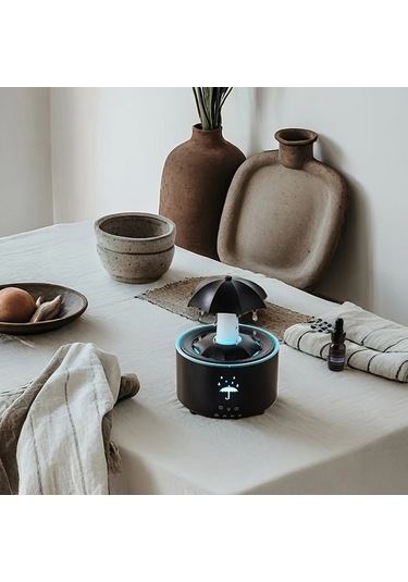 Motion003 Beyaz Döner Şemsiye Damlası Nemlendirici Büyük Sisli Ev Kullanımı Masaüstü Renkli Aydınlatma Uzaktan Kumanda Yatak Odası Ofis İçin