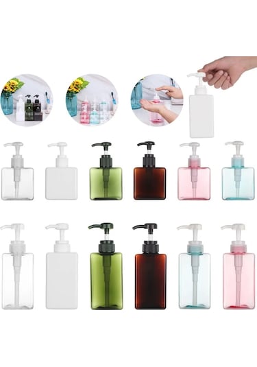 Pink-650ml--650ml Kare Şeffaf Şişe Sıvı Sabun Şanti Köpük Noktaları Şişeleme Şampuan Losyon Duş Jeli Pompası Bottlesnding