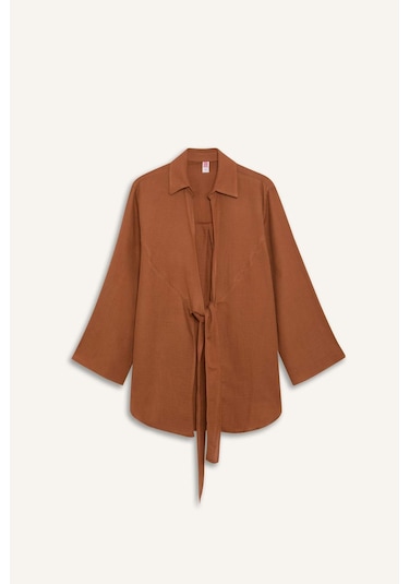 DeFacto Müslin Önden Bağlamalı Plaj Gömleği-Fall in Love B7333AX25SMBN125