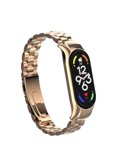 Xiaomi Mi Band 7 Uyumlu Krd-04 Metal Kordon Lofy Rose Gold