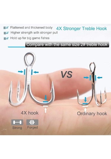 4x Balıkçılık Tiz Kanca 10 Adet Üçlü Balıkçılık Kancalar Büyük Oyun Alabalık 10pcs Size 8 10pcs Size 8