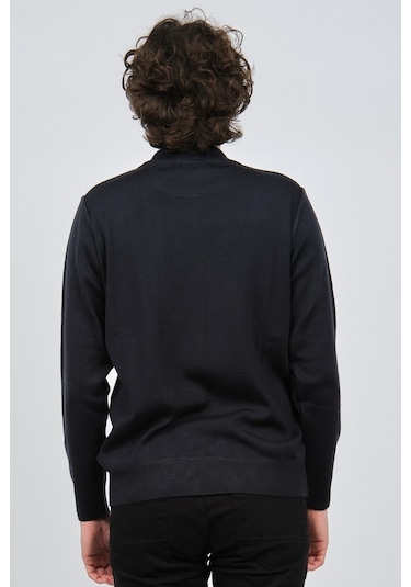 Çizgi Triko Erkek Yarım Balıkçı Çizgi Desenli Kazak 42564234 Kahv Kahverengi