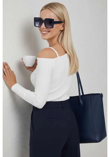 Tek Omuz İpli Bluz Beyaz T4328 Beyaz