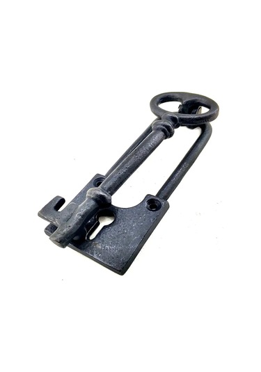 Antika Tarz Dekoratif Pirinç Anahtar Kapı Tokmağı, Taktak - 170x60mm, Oksit