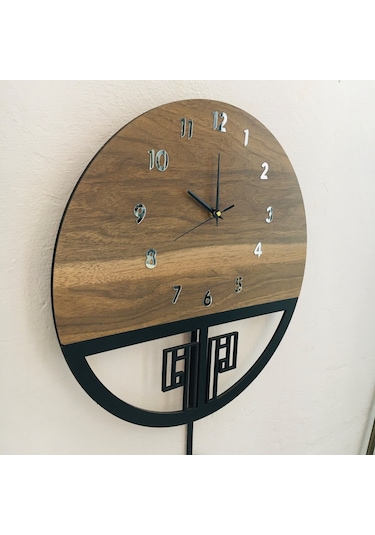 STE Design Sessiz Sarkaçlı Ahşap Duvar Saati Ahşap - Metal