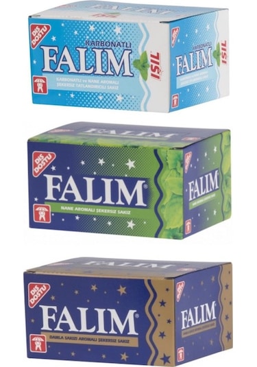 Falım Tekli Damla Sakızı + Nane + Karbonatlı Nane Aromalı Şekersiz Sakız 3 x 100'lü