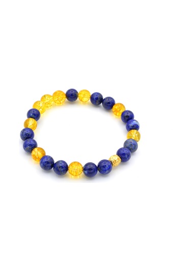 Hakiki Doğal Lapis Lazuli ve Sitrin Taşi Bileklik 002 Sarı