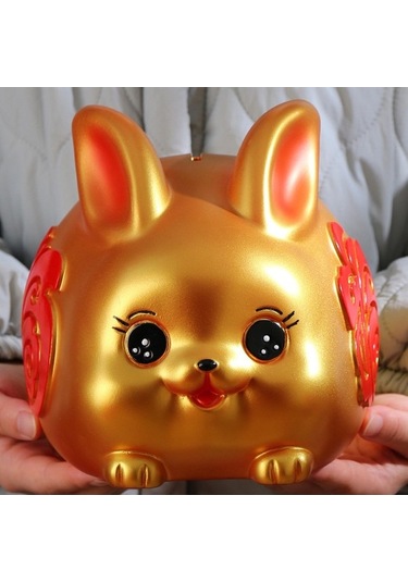Opulentliving Çin Tarzı Şanslı Tavşan Para Bankası, 10x14x10cm, Seramik, Ev Ve Ofis Dekoru, Hediyelik 10cmx14cmx10cm