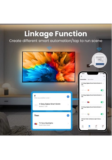 Avatto Tuya 4ch Zigbee Anahtar 4 Kanal Zigbee Röle 1 ADET