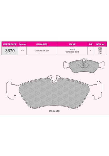MERCEDES G -Class (W463) SPRINTER 3-Ton.W903 ÖN FREN BALATASI