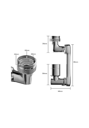 Mayaglory 180 Derece Dönen 2 Fonksiyonlu Evrensel Perlatör Musluk Ucu