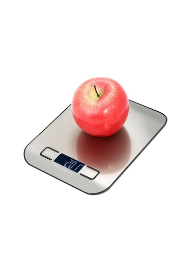 Hfambition Gümüş Dijital Mutfak Terazi - 5kg/11lb Hassas Ölçüm, 5 Birim, Tare Fonksiyonu, Dokunmatik Tuşlar, Arka Işık Lcd Çok Renkli