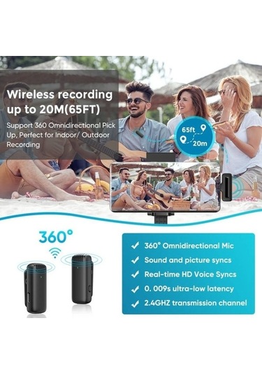 Wondernest Type-c / Usb-c Kablosuz Yaka Mikrofonu, Şarj Kutulu Kolay Kullanım