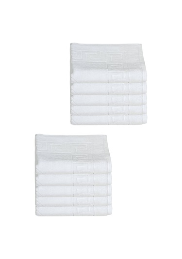10 Lu Otel Ayak Havlusu Bukle Ayak İzli 50x70 Cm Beyaz 16/2 Avs 250 Gr Beyaz