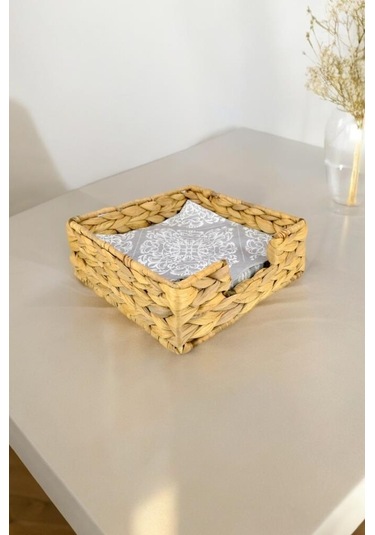 Digithome Hasır Masa Üstü Kare Yatay Peçetelik 19 Cm Kahverengi I/2 C1-1-289